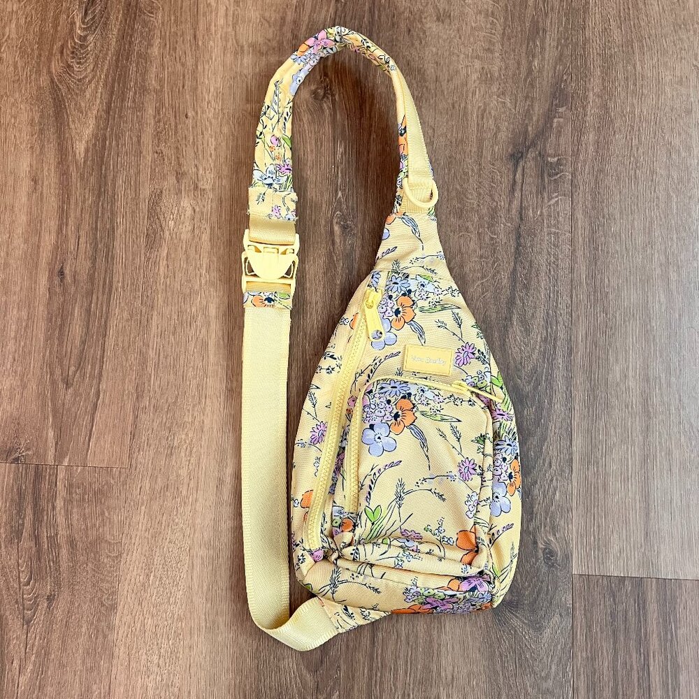Vera Bradley Reactive Sling Backpack Sunlit Garden Yellow Floral Flowers